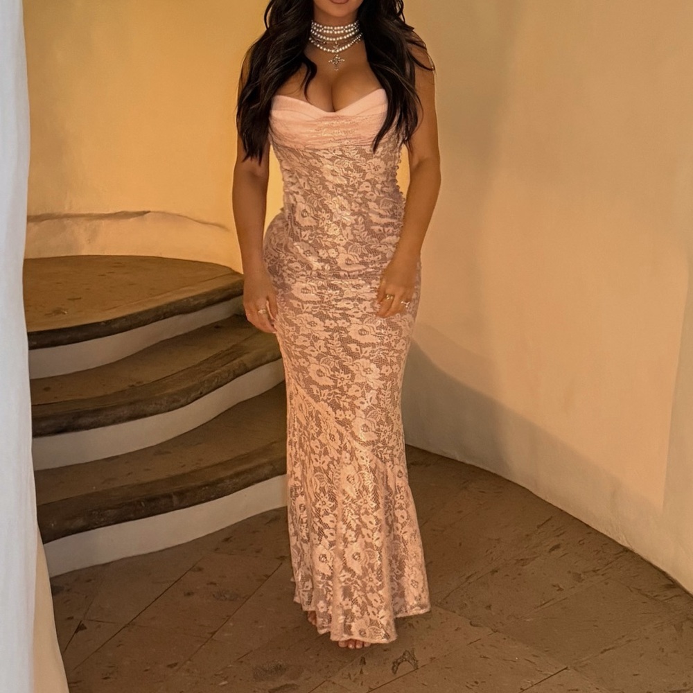 House of CB Blush Lace Maxi Dress